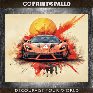 Papel De Seda Splash ink GT3 Supercar en carrera al atardecer