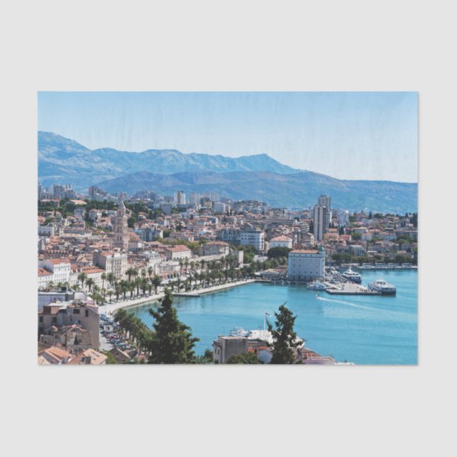 Papel De Seda Split city seafront aerial view, Dalmatia, Croatia (Anverso)