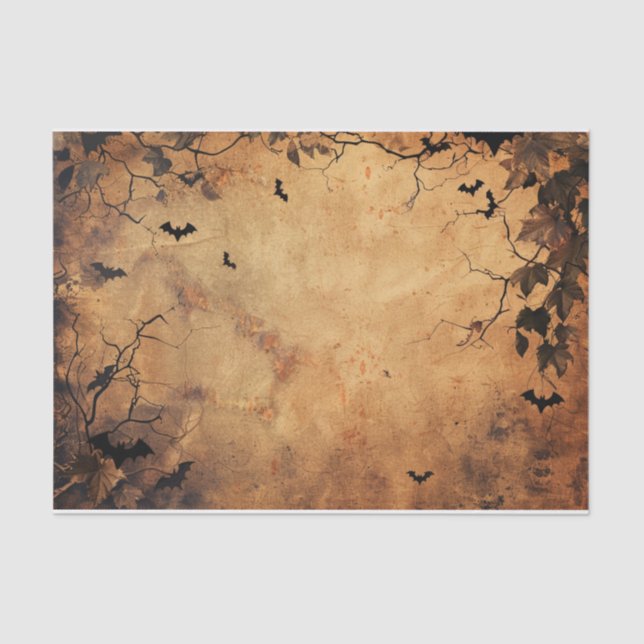 Papel De Seda Spookly Flying Bat Autumn Leaf Halloween Decoupage (Anverso)