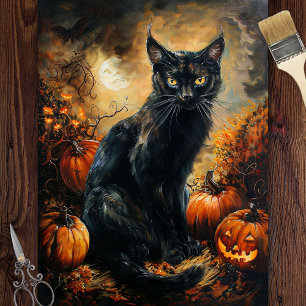 Papel De Seda Spookone Black Cat Halloween Decoupage