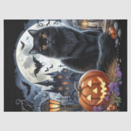 Papel De Seda Spooky Halloween Black Cat Decoupage