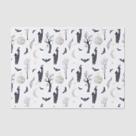 PAPEL DE SEDA SPOOKY HALLOWEEN CASTILLOS ÁRBOLES BATES LONES