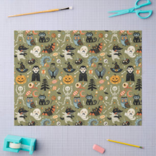 Papel De Seda Spooky Halloween Green