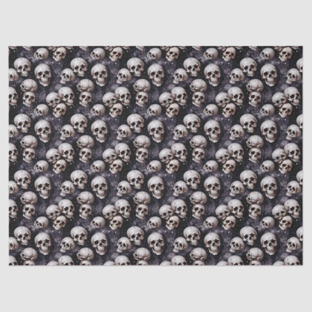 Papel De Seda Spooky Halloween Skulls on a Galaxy Background (Anverso)