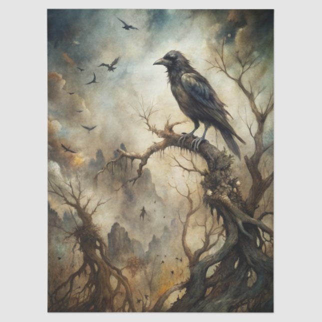 Papel De Seda Spooky Haunting Fantasy Gothic Raven  (Anverso)