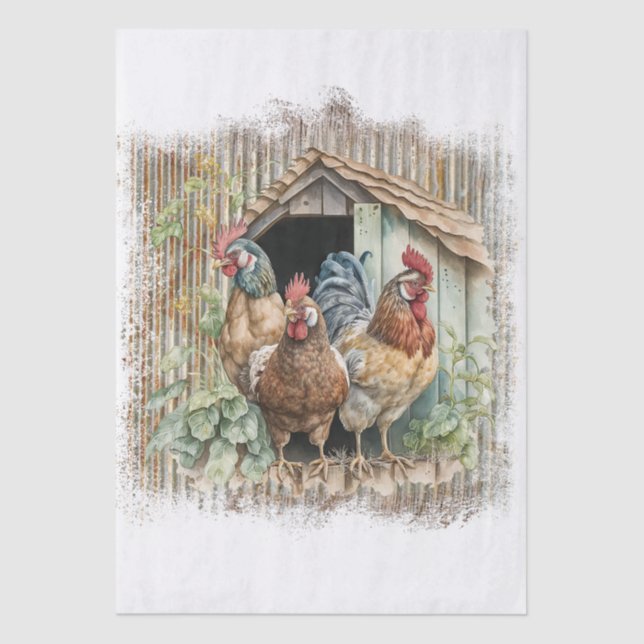 Papel De Seda Spring Farm Chickens (Anverso)