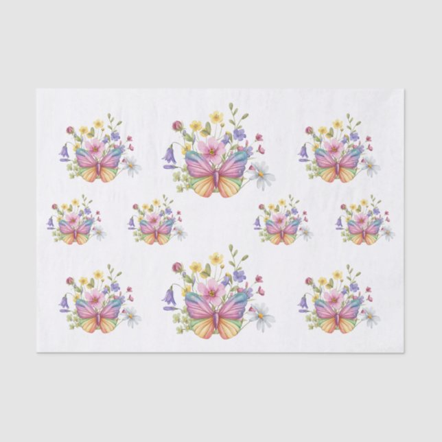 Papel De Seda Spring Flowers & Butterflies Decoupage (Anverso)