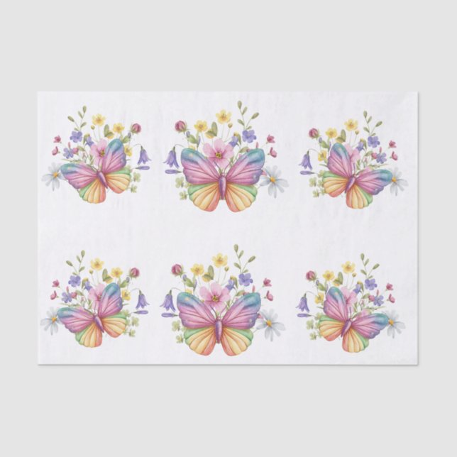 Papel De Seda Spring Flowers & Butterflies Decoupage (Anverso)