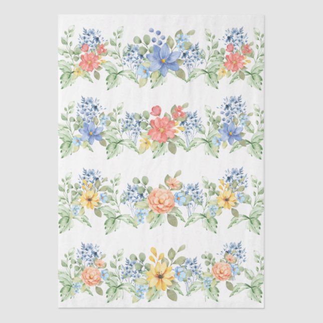 Papel De Seda Spring Pastel Florals Decoupage Paper (Anverso)