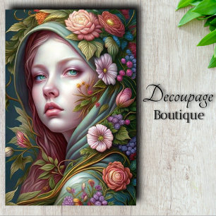Papel De Seda Springs Whisper Garden Maiden Jade-Rosa Decoupage