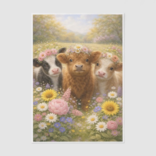 Papel De Seda Springtime Cows  (Anverso)