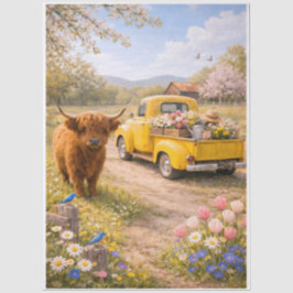 Papel De Seda Springtime Highland Cow 