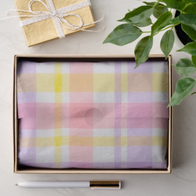 Papel De Seda Springtime Pink Lavender Plaid  (Regalo )