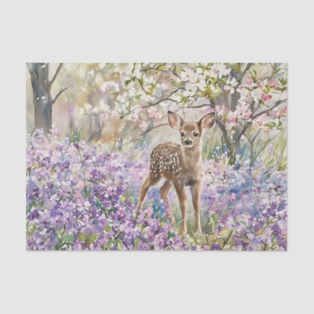 Papel De Seda Springtime Purple Phlox and Fawn  (Anverso)