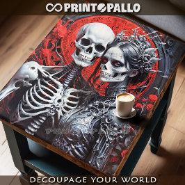 Papel De Seda Sr. y Sra. Bones enamorados - Calavera y esqueleto