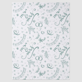 Papel De Seda Sr y Sra lindos garabatos en salvia