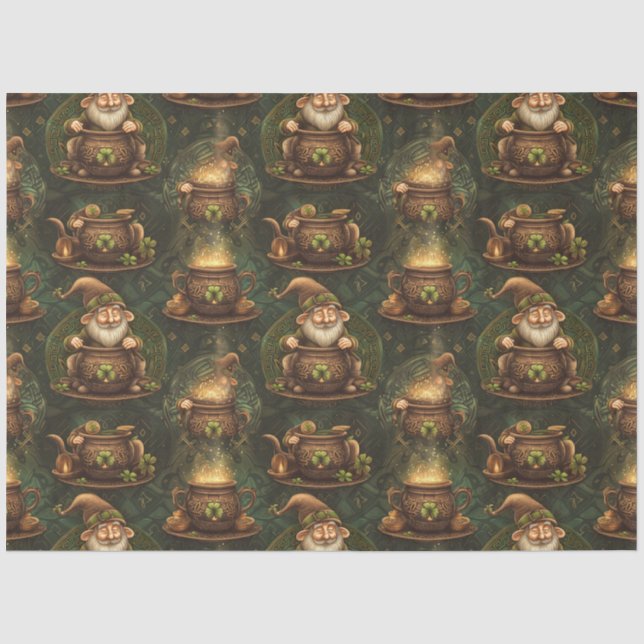 Papel De Seda St. Patrick Gnome Magic Cauldron Dark Wood (Anverso)