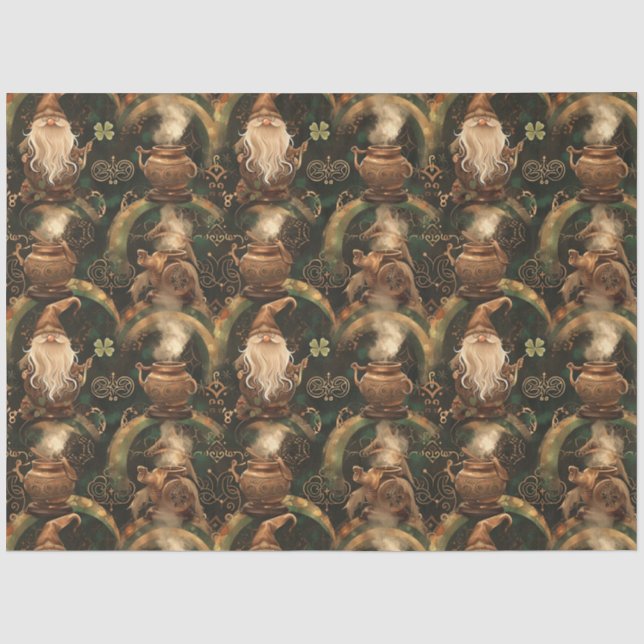 Papel De Seda St. Patrick Magic Gnome Green Clover (Anverso)