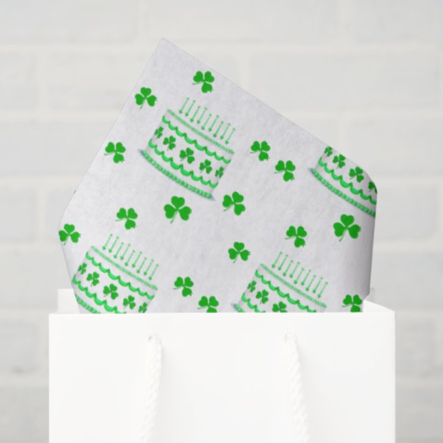 Papel De Seda St. Patrick's Birthday Cake Pattern (Bolsa de regalo)