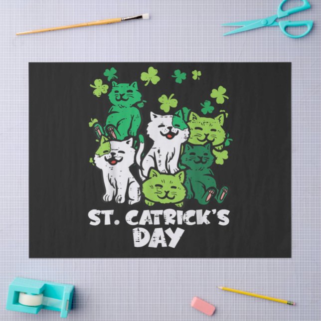 Papel De Seda St Patricks Catricks Day Cats Saint Pattys (Artesanía)