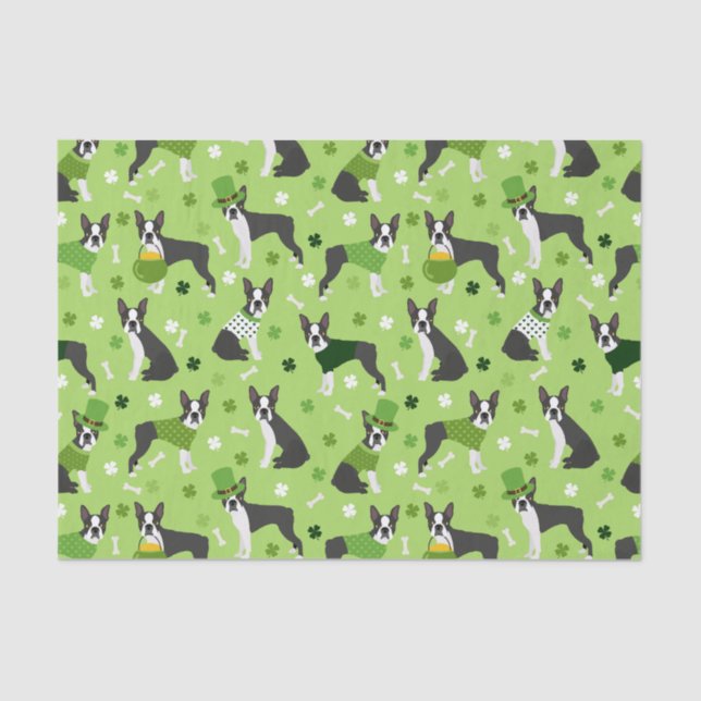 Papel De Seda St. Patrick's Day Boston Terrier (Anverso)