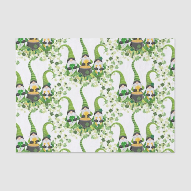 Papel De Seda St Patricks Day Green Clovers Old Leprechaun (Anverso)
