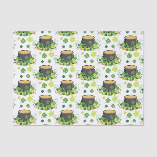 Papel De Seda St Patricks Day Ireland Green Clover Leprechaun (Anverso)