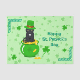 Papel De Seda St. Patrick's Day Shamrock Pot of Gold Black Cat