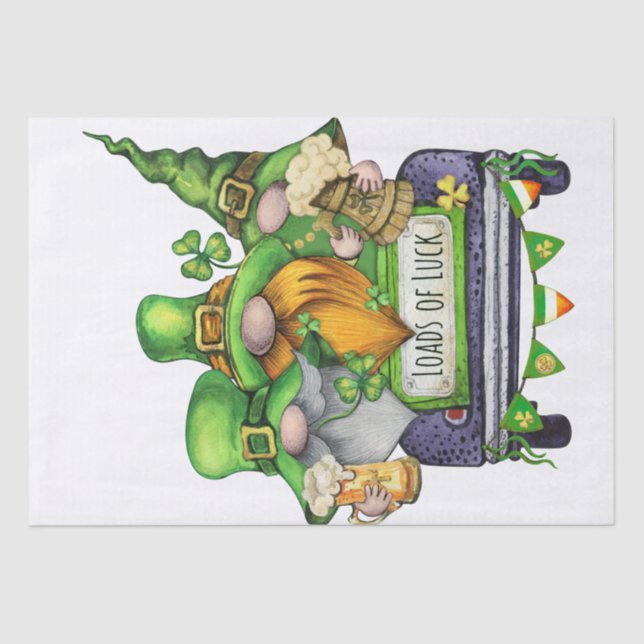 Papel De Seda St. Patrick's Day Truck Gnomes (Anverso)