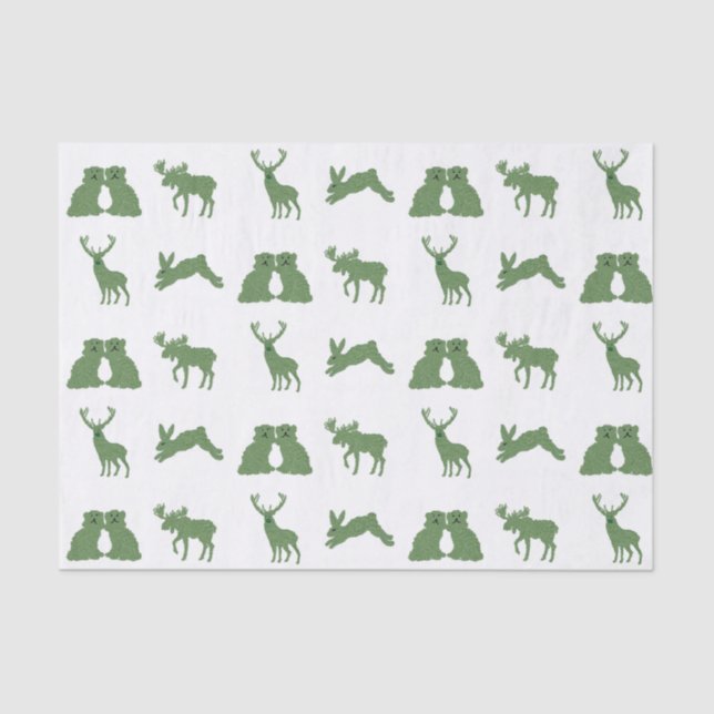 Papel De Seda Staffordshire Dogs Topiary Deer Rabbit (Anverso)