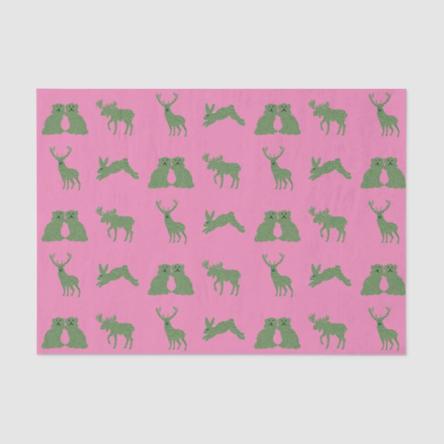 Papel De Seda Staffordshire Dogs Topiary Deer Rabbit (Anverso)