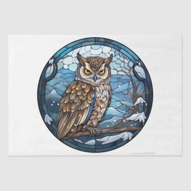 Papel De Seda Stained Glass Owl (Anverso)