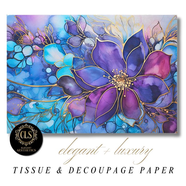 Papel De Seda Stained Glass Purple Blue Florals Luxe Aesthetics  (Subido por el creador)