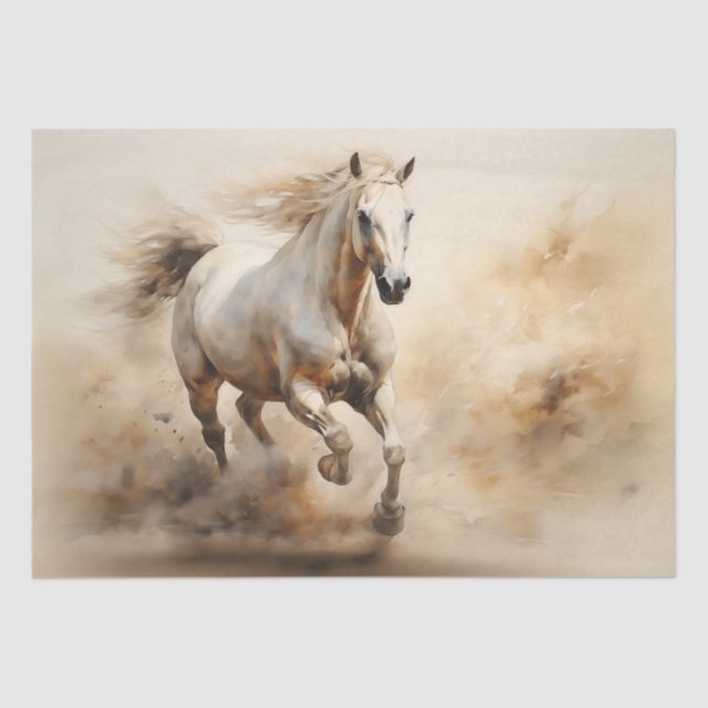 Papel De Seda Stallion blanco vintage en movimiento (Anverso)