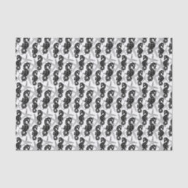 Papel De Seda Starfish Black White Rustic y Tejido de caballito 