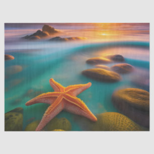 Papel De Seda Starfish en la playa en Dawn