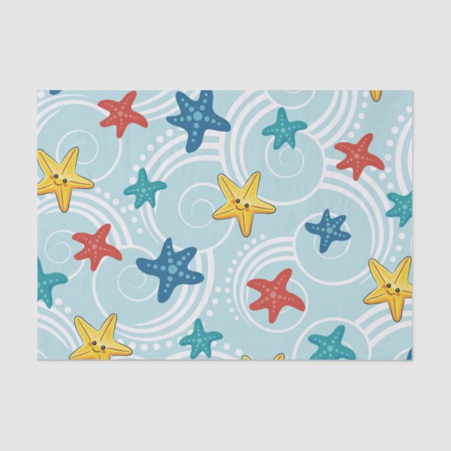Papel De Seda Starfish en Swirly Ocean (Anverso)