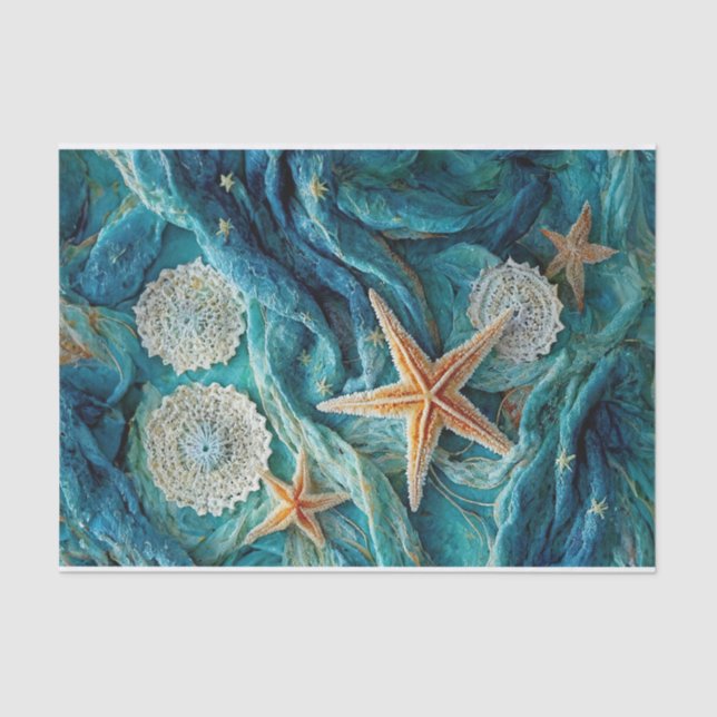 Papel De Seda Starfish & Lace, SeaStars, Medallings & Waves (Anverso)