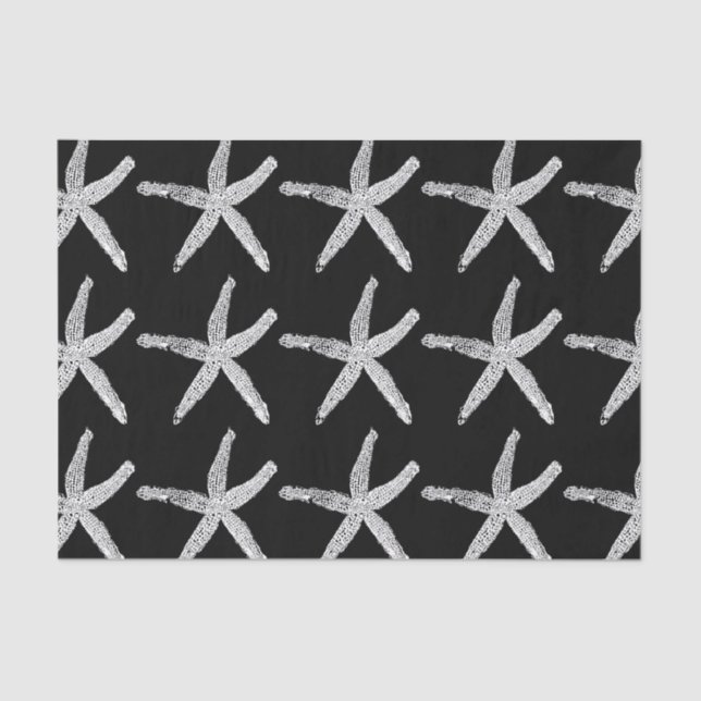 Papel De Seda Starfish Pattern Beach Navidades Guay blanco negro (Anverso)