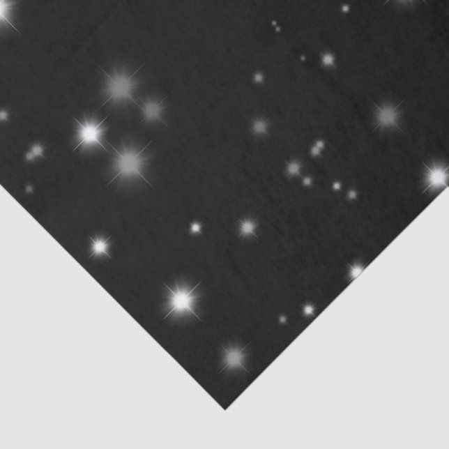 Papel De Seda Starlight Sparkles Black and White Stars (Detalle)