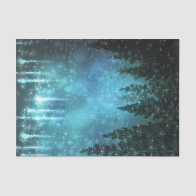 Papel De Seda Starry Lights Rústico Pino Trechos Paisajes (Anverso)