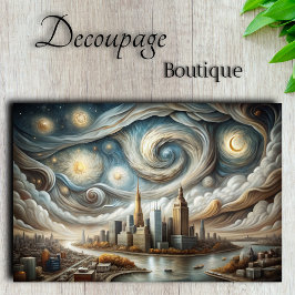 Papel De Seda Starry Manhattan Decoupage