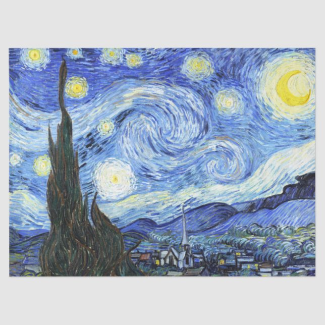 Papel De Seda Starry Night Van Gogh Impresionist Tissue Paper (Anverso)