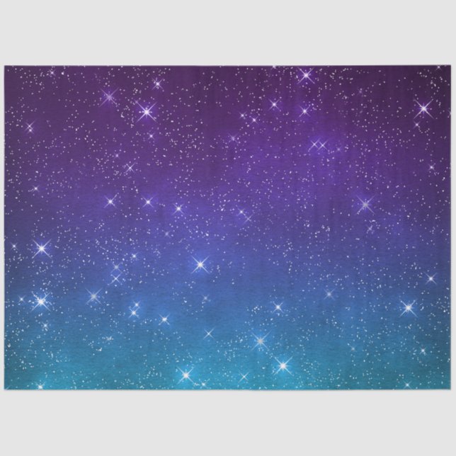 Papel De Seda Starry twilight celestial night sky purple blue (Anverso)