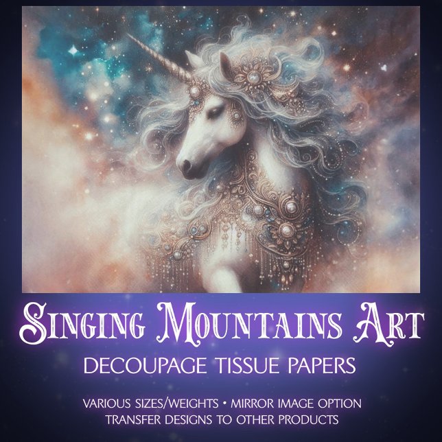 Papel De Seda Starry Unicorn Fantasy Art Decoupage  (Subido por el creador)