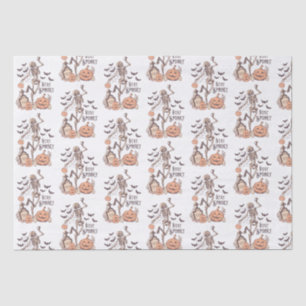 Papel De Seda Stay Spooky Graveyard Skeleton White Halloween