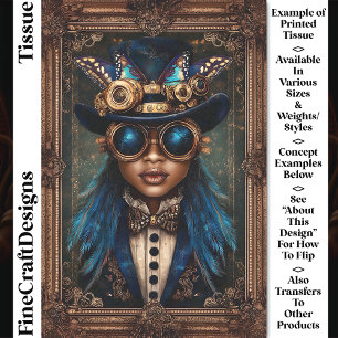Papel De Seda Steampunk African American Woman CM7 Decoupage