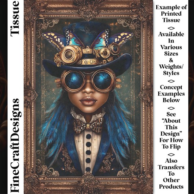 Papel De Seda Steampunk African American Woman CM7 Decoupage (Subido por el creador)