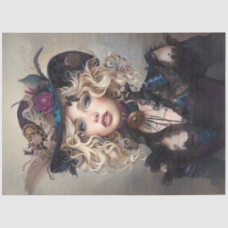 Papel De Seda Steampunk Blonde-Lady Cogsworth Decoupage 