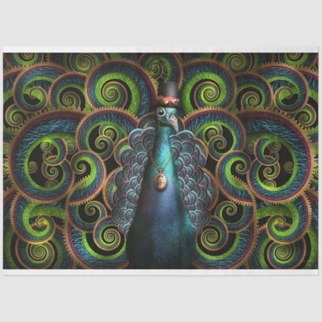 Papel De Seda Steampunk - Bonito como pavo real (Anverso)